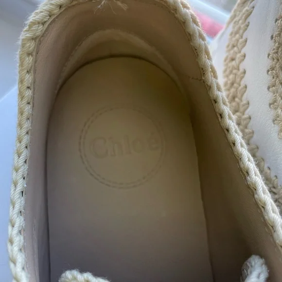 Chloe Lauren White Crochet Leather Platform Sneaker